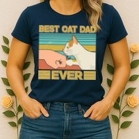 Retro Best Cat Dad Ever Womens T-Shirt