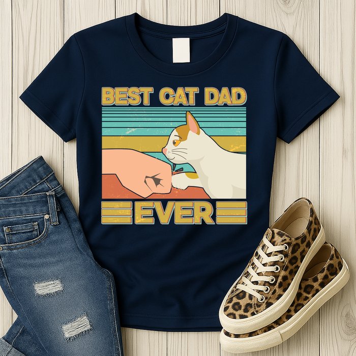 Retro Best Cat Dad Ever Womens T-Shirt