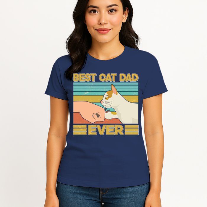 Retro Best Cat Dad Ever Womens T-Shirt