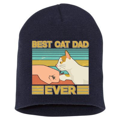 Retro Best Cat Dad Ever Short Acrylic Beanie