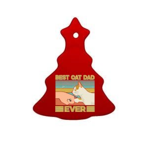 Retro Best Cat Dad Ever Ceramic Tree Ornament