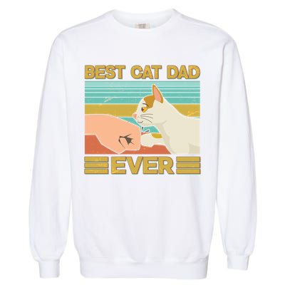 Retro Best Cat Dad Ever Garment-Dyed Sweatshirt