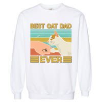 Retro Best Cat Dad Ever Garment-Dyed Sweatshirt