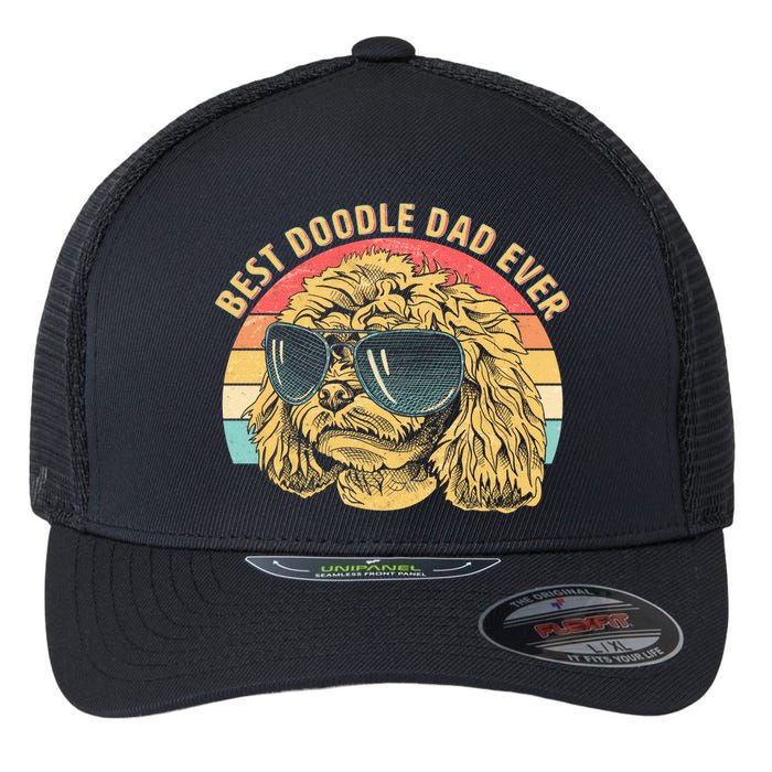 Retro Best Doodle Dad Ever Flexfit Unipanel Trucker Cap