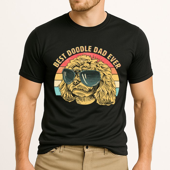 Retro Best Doodle Dad Ever Cooling Performance Crew T-Shirt