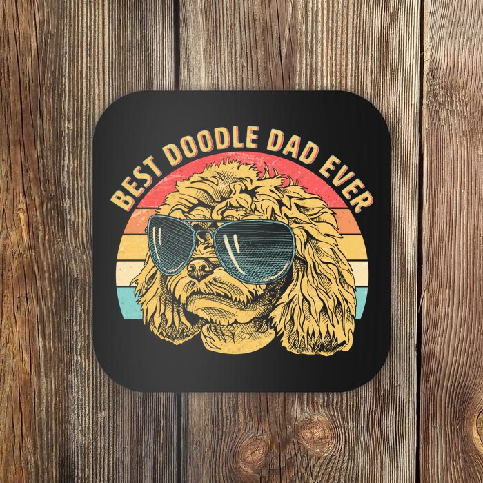 Retro Best Doodle Dad Ever Coaster