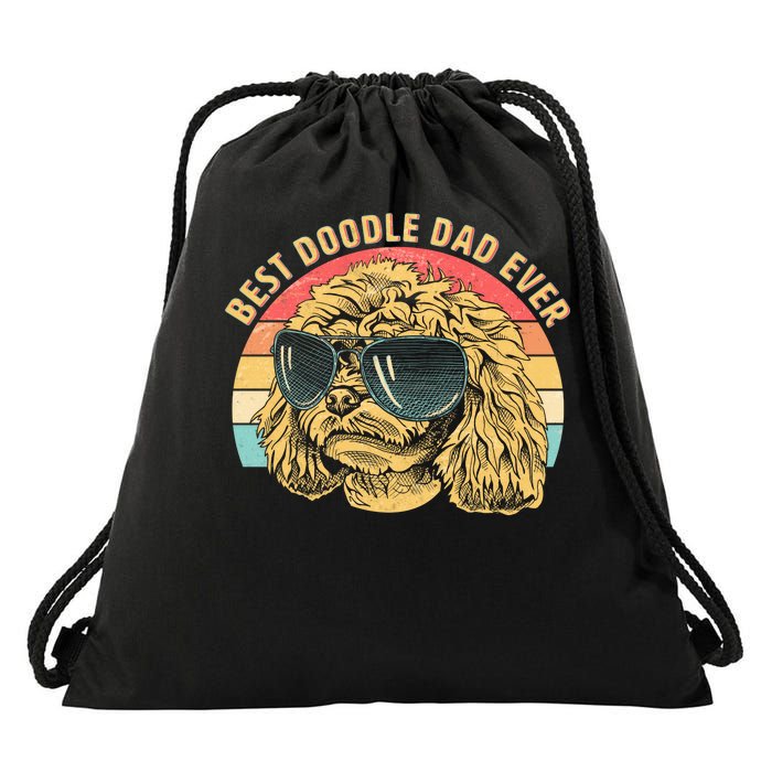 Retro Best Doodle Dad Ever Drawstring Bag