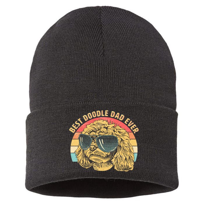 Retro Best Doodle Dad Ever Sustainable Knit Beanie