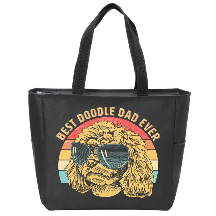 Retro Best Doodle Dad Ever Zip Tote Bag