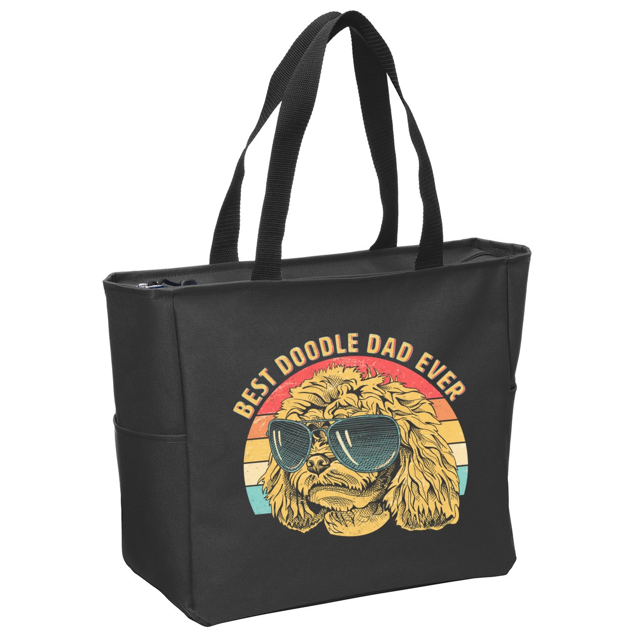 Retro Best Doodle Dad Ever Zip Tote Bag