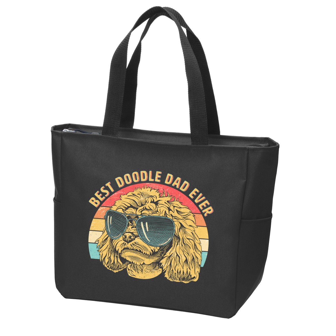 Retro Best Doodle Dad Ever Zip Tote Bag