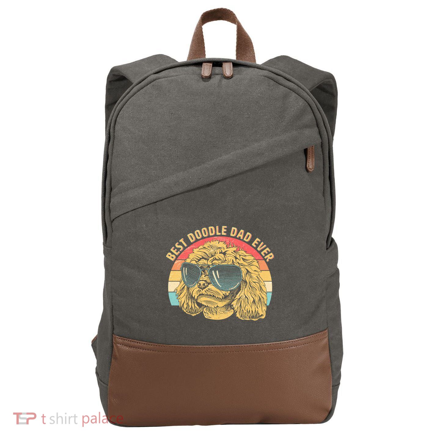 Retro Best Doodle Dad Ever Cotton Canvas Backpack