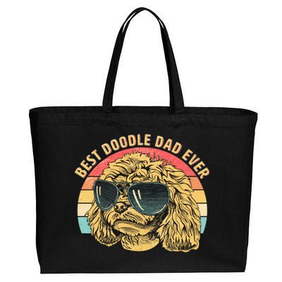 Retro Best Doodle Dad Ever Cotton Canvas Jumbo Tote