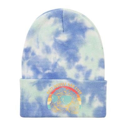 Retro Best Doodle Dad Ever Tie Dye 12in Knit Beanie