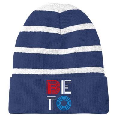 Retro BETO Logo Striped Beanie with Solid Band