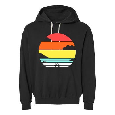 Retro Bicycle Sunset Garment-Dyed Fleece Hoodie