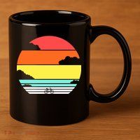 Retro Bicycle Sunset 11oz C Handle Ceramic Mug