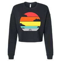Retro Bicycle Sunset Cropped Pullover Crew