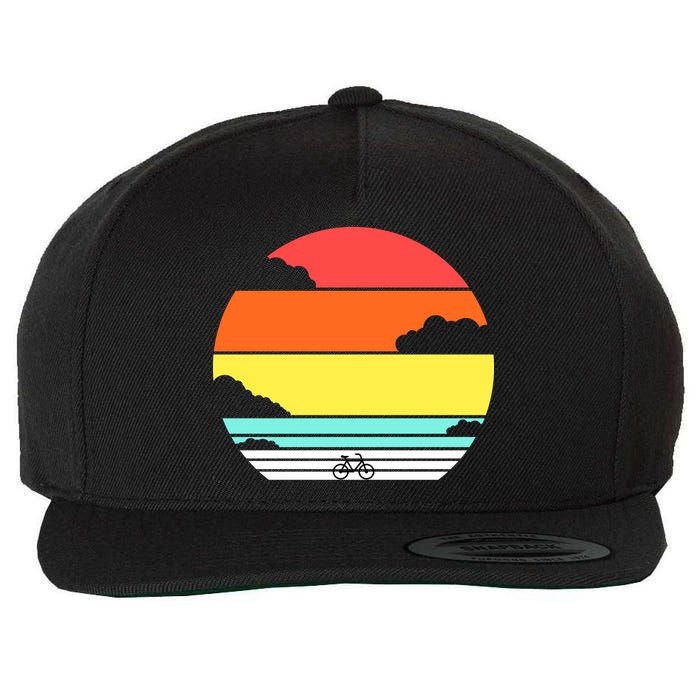 Retro Bicycle Sunset Wool Snapback Cap