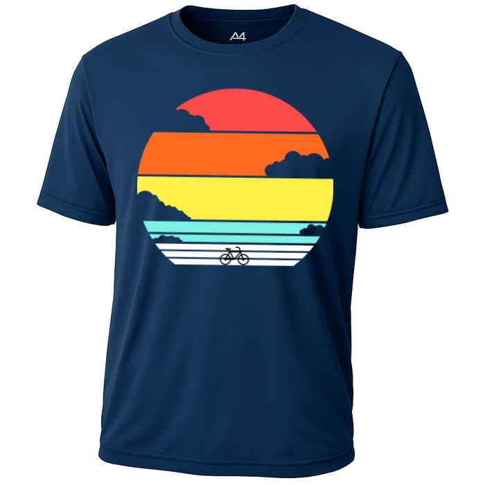 Retro Bicycle Sunset Cooling Performance Crew T-Shirt