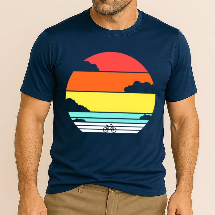 Retro Bicycle Sunset Cooling Performance Crew T-Shirt