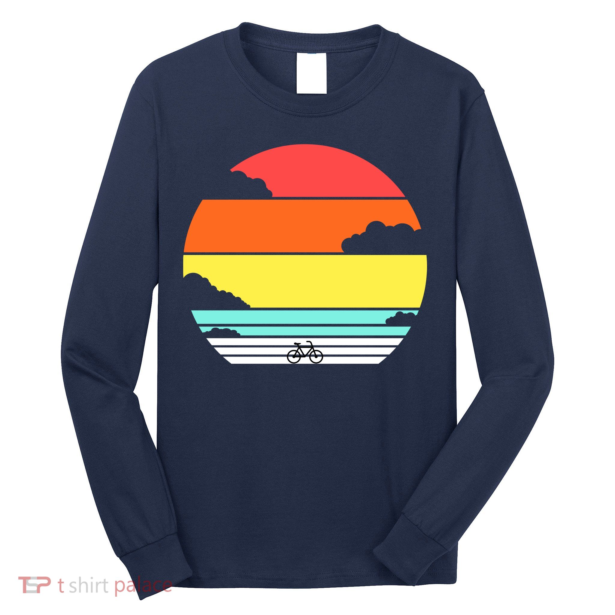 Retro Bicycle Sunset Long Sleeve Shirt