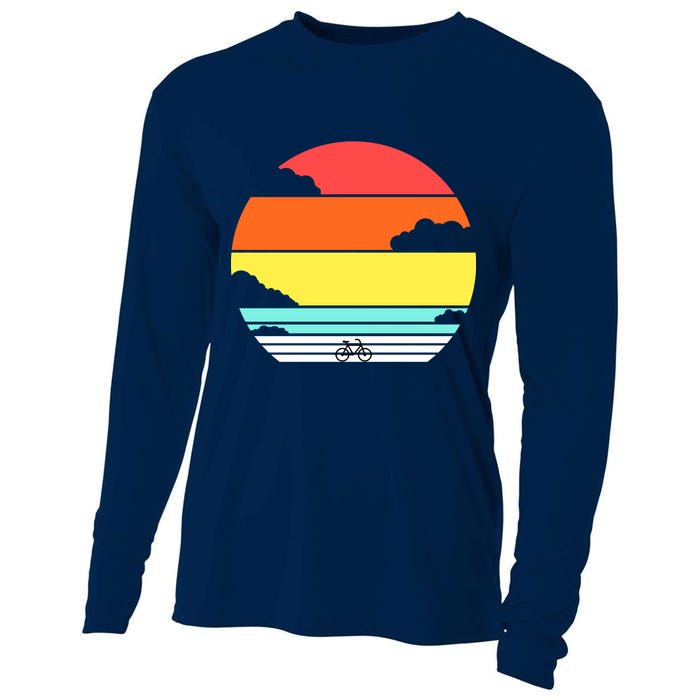 Retro Bicycle Sunset Cooling Performance Long Sleeve Crew