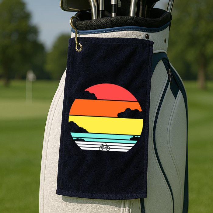 Retro Bicycle Sunset Golf Towel