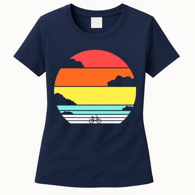 Retro Bicycle Sunset Womens T-Shirt