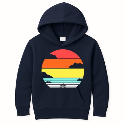 Retro Bicycle Sunset Kids Hoodie