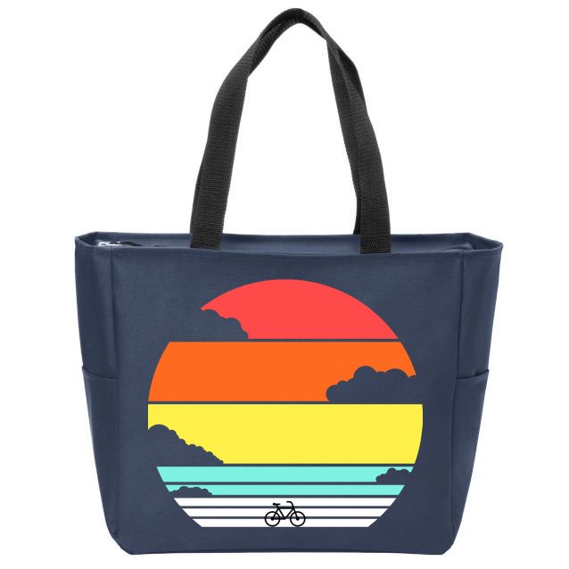 Retro Bicycle Sunset Zip Tote Bag