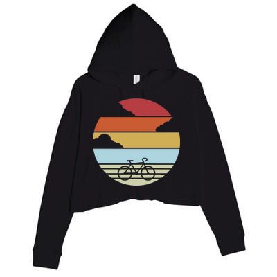 Retro Bicycle Sunset Vintage Crop Fleece Hoodie