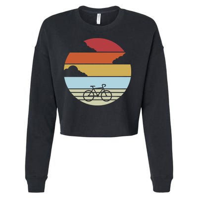 Retro Bicycle Sunset Vintage Cropped Pullover Crew