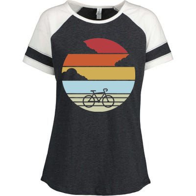 Retro Bicycle Sunset Vintage Enza Ladies Jersey Colorblock Tee