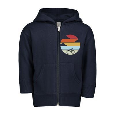 Retro Bicycle Sunset Vintage Toddler Zip Fleece Hoodie