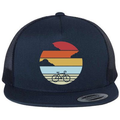 Retro Bicycle Sunset Vintage Flat Bill Trucker Hat