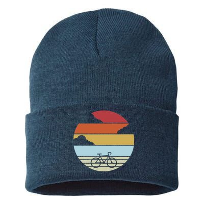 Retro Bicycle Sunset Vintage Sustainable Knit Beanie