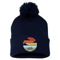 Retro Bicycle Sunset Vintage Pom Pom 12in Knit Beanie