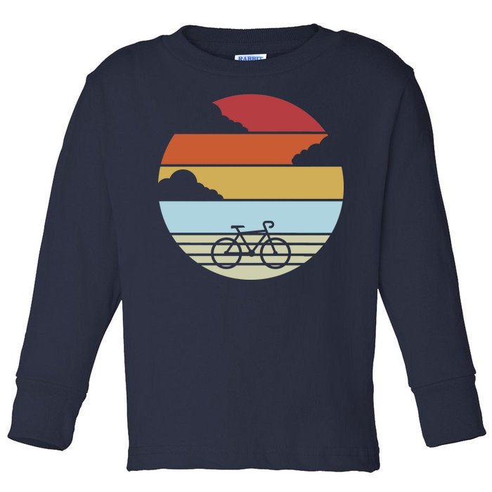 Retro Bicycle Sunset Vintage Toddler Long Sleeve Shirt