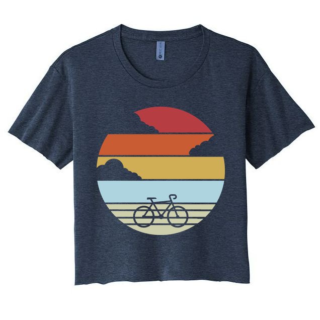 Retro Bicycle Sunset Vintage Crop Top