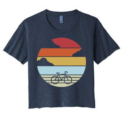 Retro Bicycle Sunset Vintage Women's Crop Top Tee