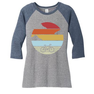 Retro Bicycle Sunset Vintage Women's Tri-Blend 3/4-Sleeve Raglan Shirt