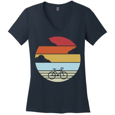 Retro Bicycle Sunset Vintage Women's V-Neck T-Shirt