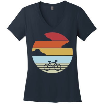 Retro Bicycle Sunset Vintage Women's V-Neck T-Shirt