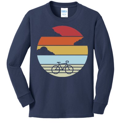 Retro Bicycle Sunset Vintage Kids Long Sleeve Shirt