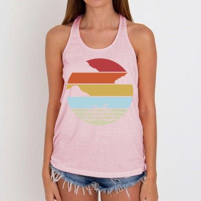 Retro Bicycle Sunset Vintage Women's Knotted Racerback Tank