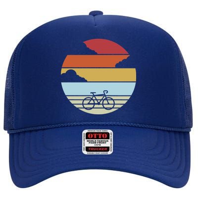 Retro Bicycle Sunset Vintage High Crown Mesh Back Trucker Hat