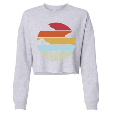 Retro Bicycle Sunset Vintage Cropped Pullover Crew