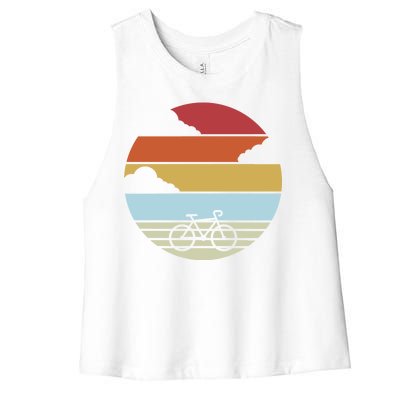 Retro Bicycle Sunset Vintage Women's Racerback Cropped Tank