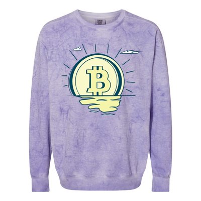 Retro Bitcoin Sunrise Colorblast Crewneck Sweatshirt